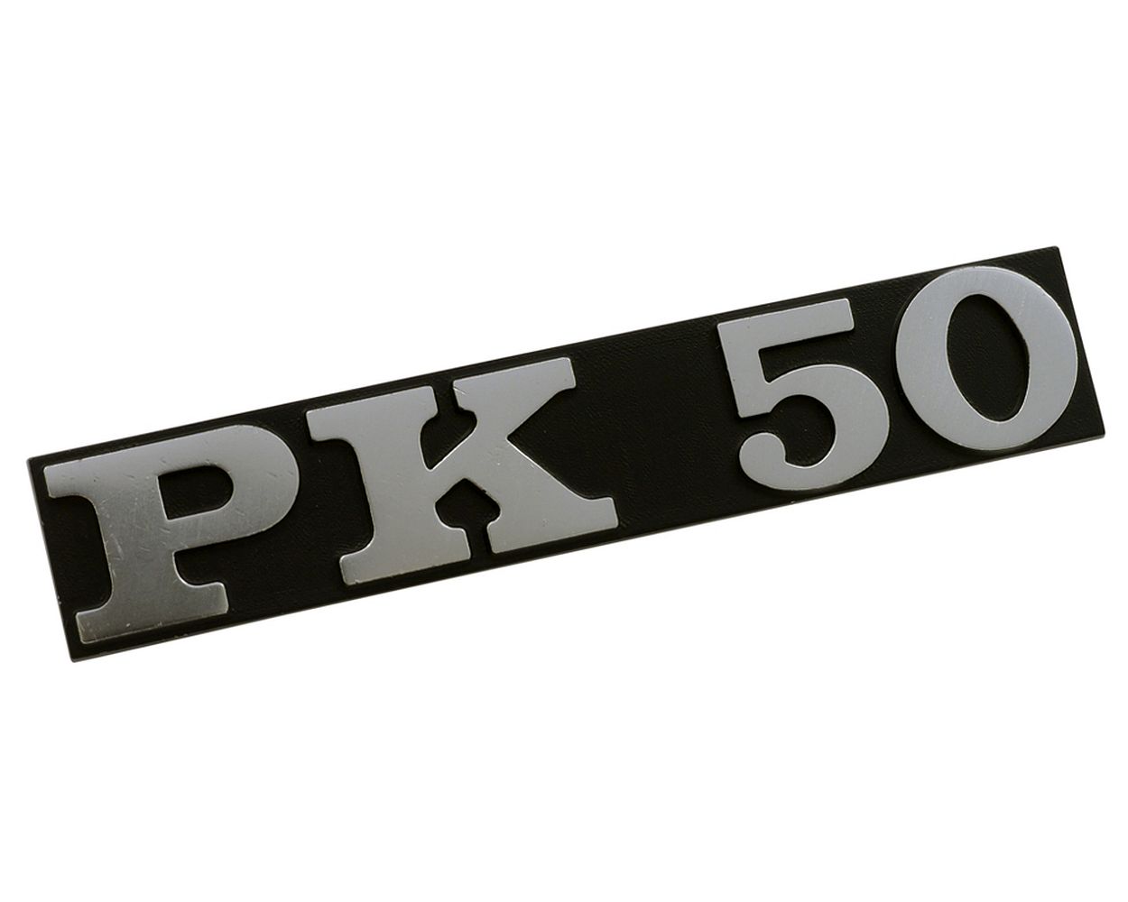 Schriftzug Emblem für Seitenhaube PK 50 schwarz/alu 95x17m