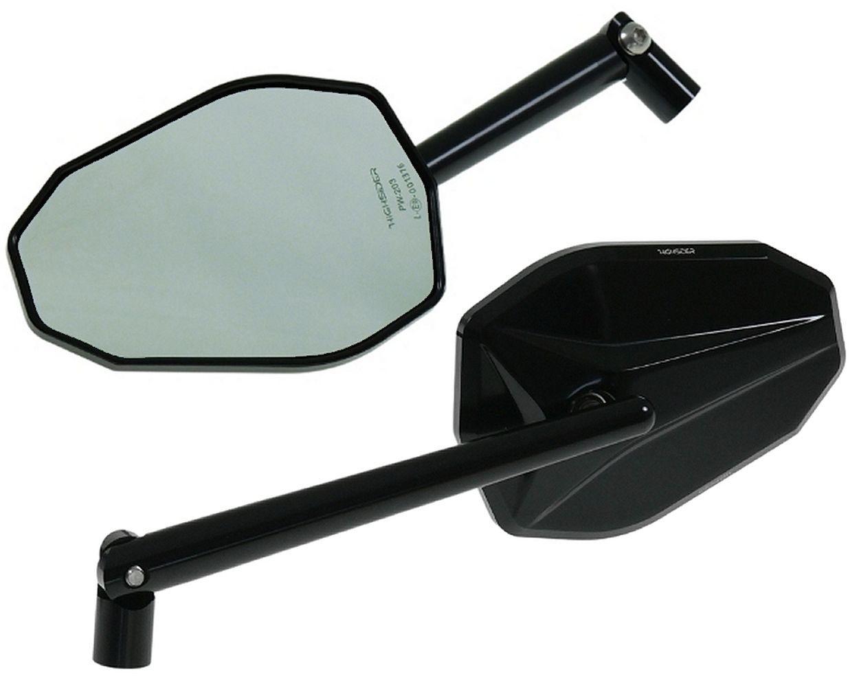 Spiegel Set 2x HIGHSIDER Victory schwarz trapezförmig 117x83 mm mit ABE kompatibel für Motorrad, Roller, Quad, Moped, Mofa, Vespa