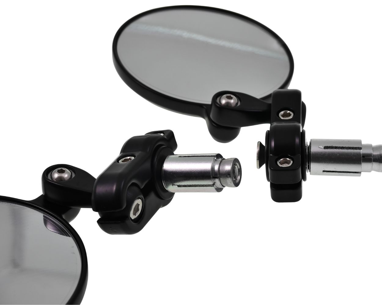 Lenkerendenspiegel Set VANEZ Rund 360 Grad drehbar, Aluminium CNC gefräst, E24, 7/8 Zoll 22 mm Lenker kompatibel für Motorrad, Moped, Roller, Quad, Uni