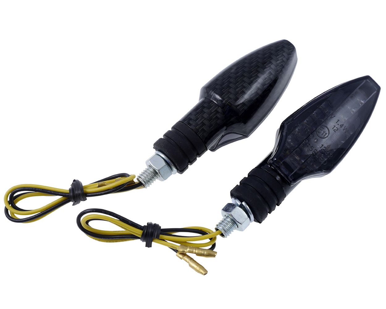 Blinker Paar LED Shin Yo COMO, Motorrad, Carbonlook, getöntes Glas