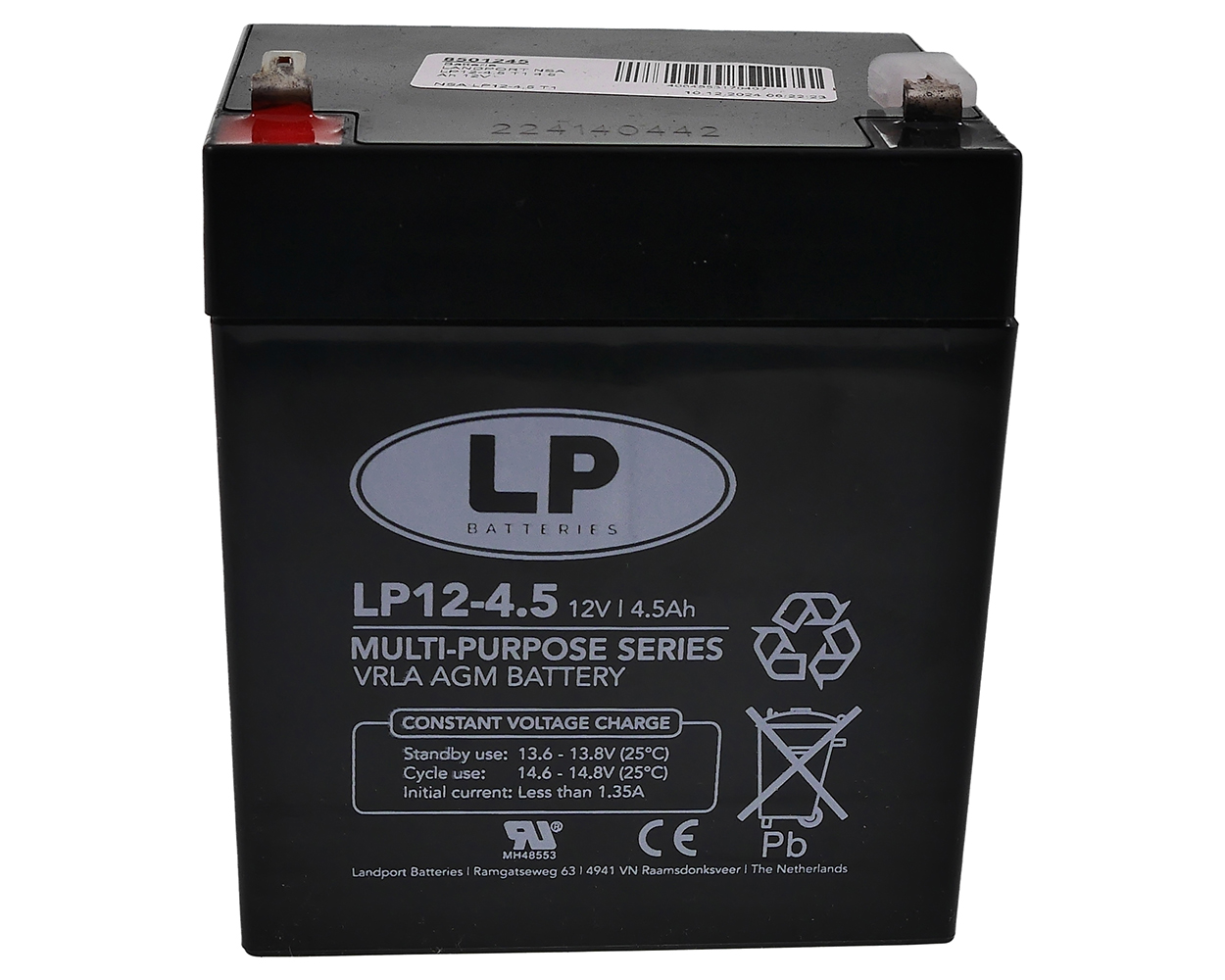 Batterie LANDPORT NSA LP12-4,5 T1 4,5 Ah 12 V 90x70x101 mm Standby Akku für Rollladen Antrieb, Rollo, USV, Elektroroller, Sicherheitssysteme