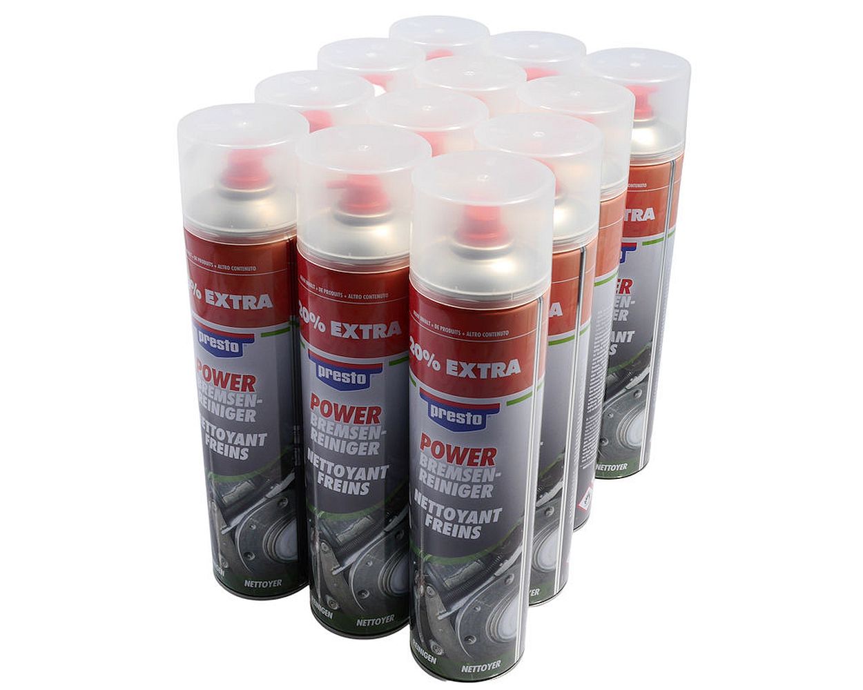 Bremsenreiniger Spray Set PRESTO 600 ml 12 Stück Motorrad, Roller, KFZ, Auto, Quad Werkstatt Teile Motor Reiniger