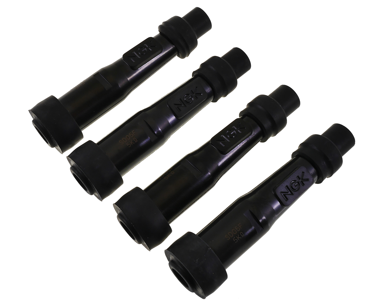 4x Zündkerzenstecker gerade NGK SD05F schwarz entstört