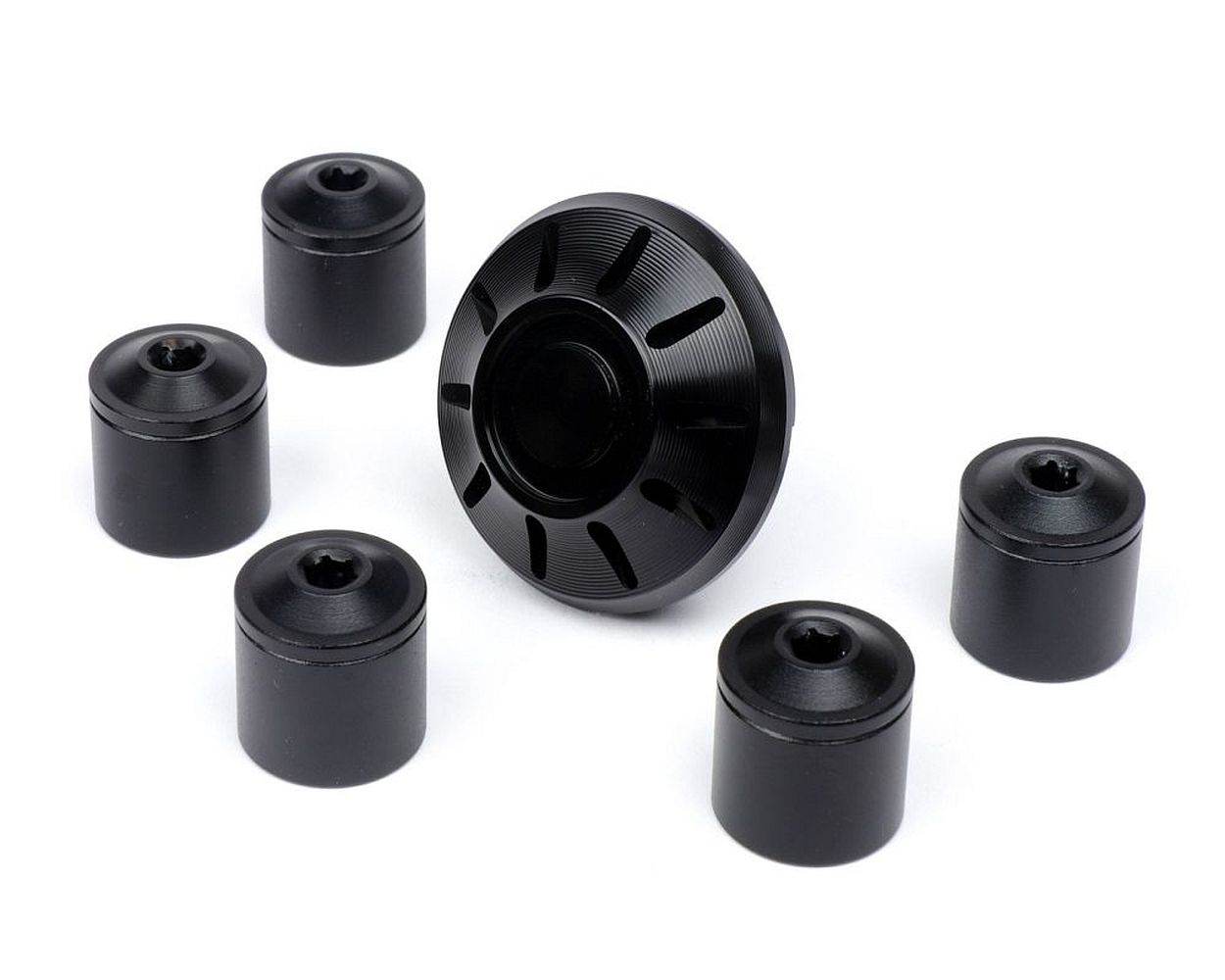 Abdeckkappen Set Radmutter / Felge MOTO NOSTRA D=35 mm CNC, schwarz glänzend