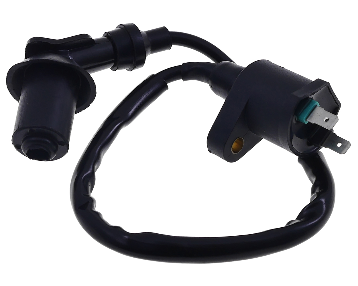 Zündspule 12V kompatibel für 50ccm GY6 China 4-Takt und Peugeot stehend 2-Takt mit Zündkerzenkabel und Zündkerzenstecker