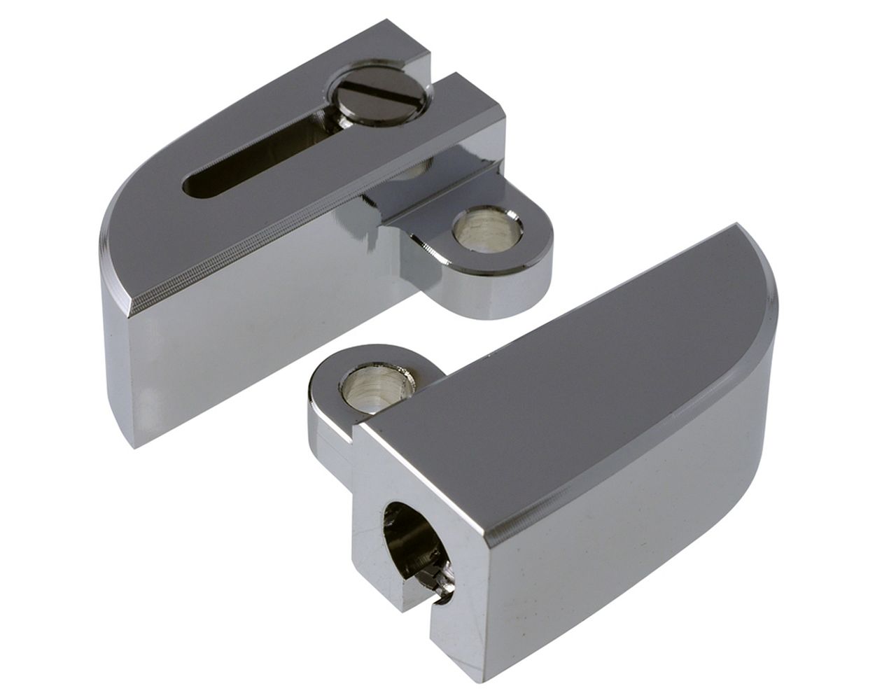 Blinkerhalter CNC Alu Highsider Motorrad Set Chrom für M8 Gewinde. 42-43 mm