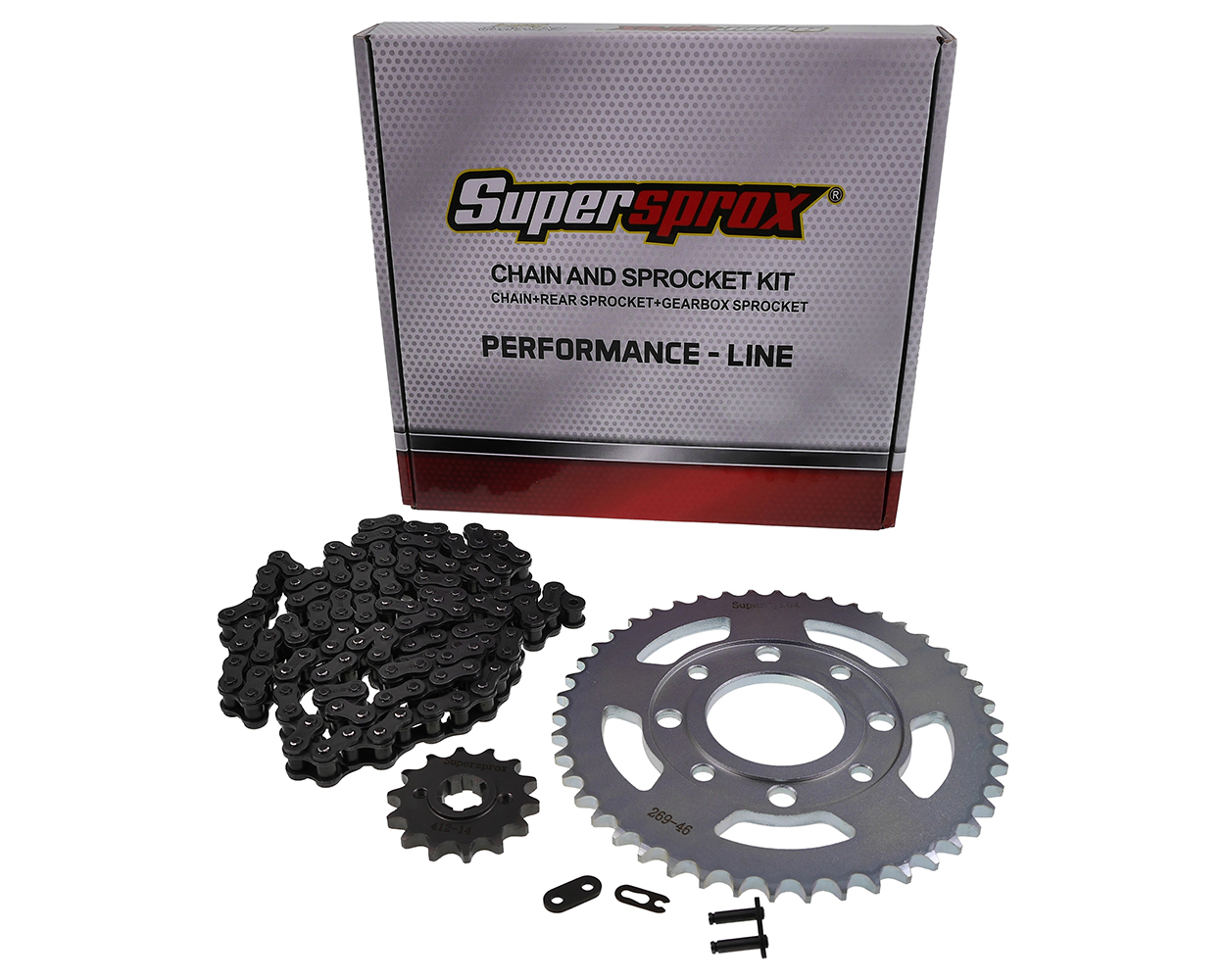 Kettensatz Performance KIT Stahl SUPERSPROX 428 Teilung, 14 /46 Zähne kompatibel für Brixton BX 125 (16-19) Ersatz Moped Motorrad Kettensatz Ritzel Ke