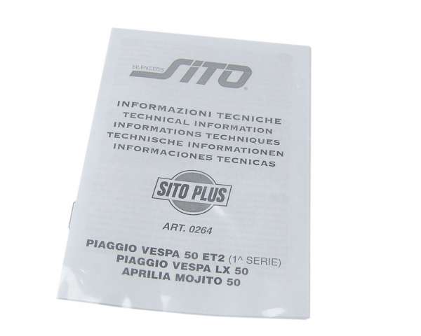 0264 Auspuff SITO E Kompatibel F&uuml;r Vespa ET2, S 50, LX 50, L