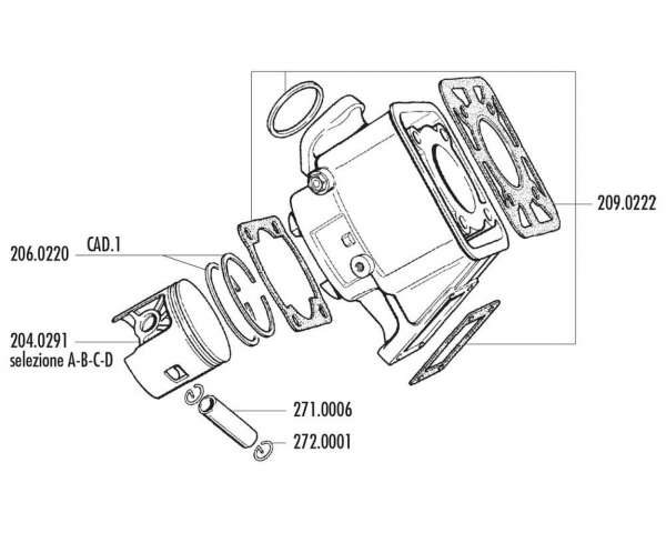 Piston POLINI 100ccm 55mm pour YAMAHA DT 80 LC