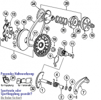  TKR 50 307 WRC 2T AC Kickstarter, Kupplung und Variomatik für Peugeot stehend