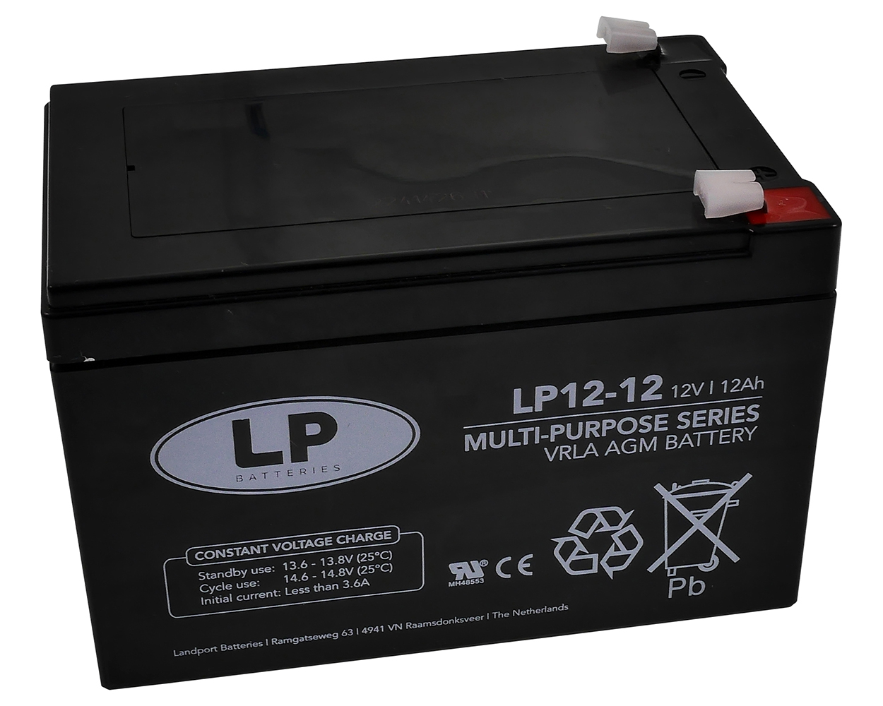 Batterie LANDPORT LP12-12 VRLA AGM 12 V 12 Ah Standby Akku Rollladen Antrieb, Rollo, USV, Elektroroller, Sicherheitssysteme