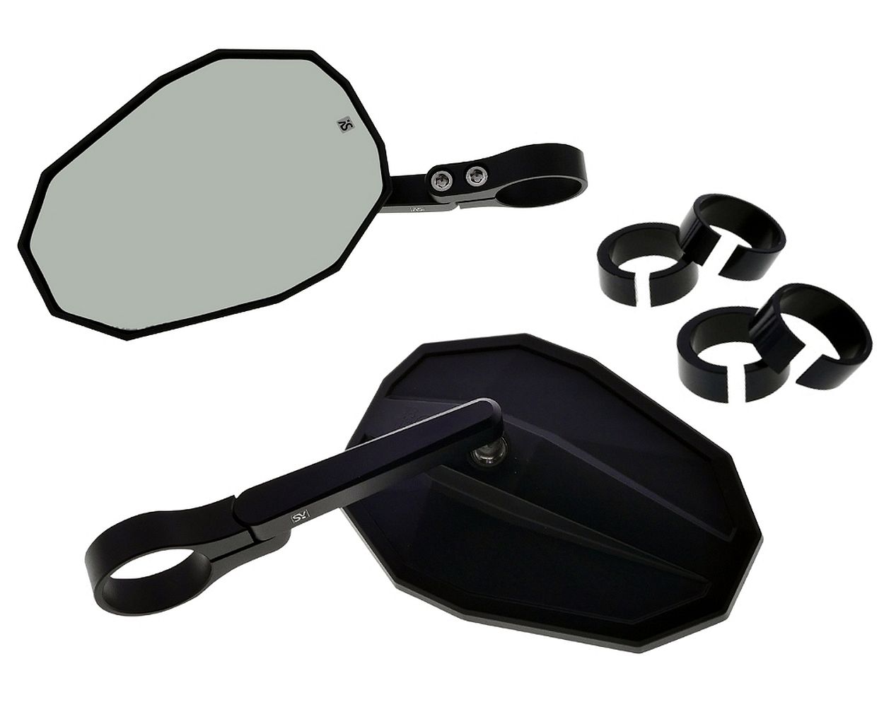 Lenkerendenspiegel Set SHIN YO Straight 2x kurz schwarz rechts oder links mit ABE