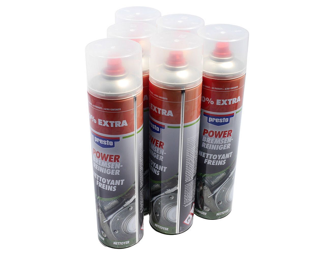 Bremsenreiniger Spray Set PRESTO 600 ml 6 Stück Motorrad, Roller, KFZ, Auto, Quad Werkstatt Teile Motor Reiniger