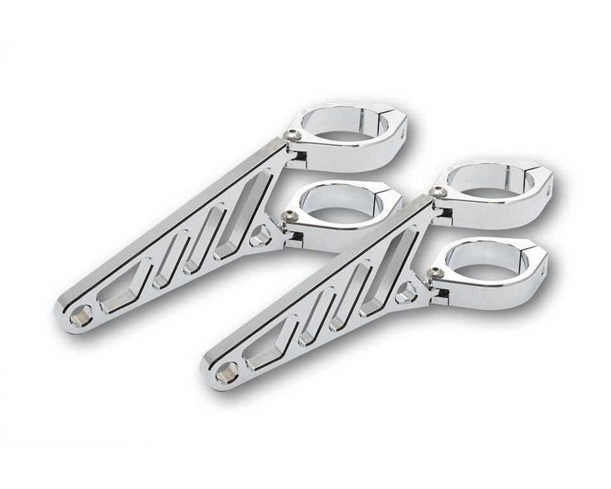 Lampenhalter Motorrad Highsider lang CNC Alu Set für 42-43 mm Gabel, Chrom
