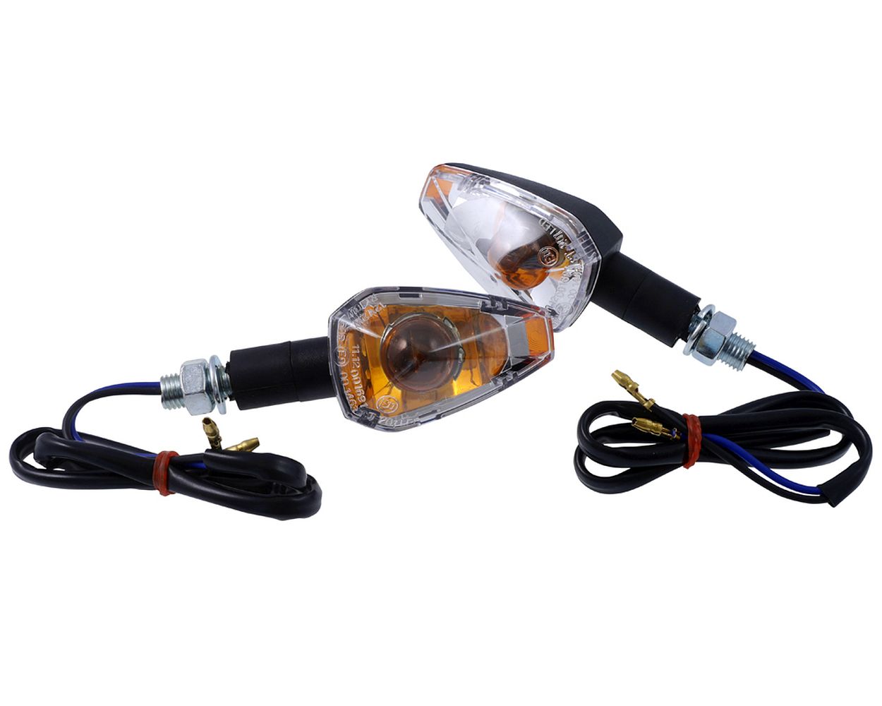 Blinker Big Peak Paar Motorrad, schwarz, eckig, Glas transpa