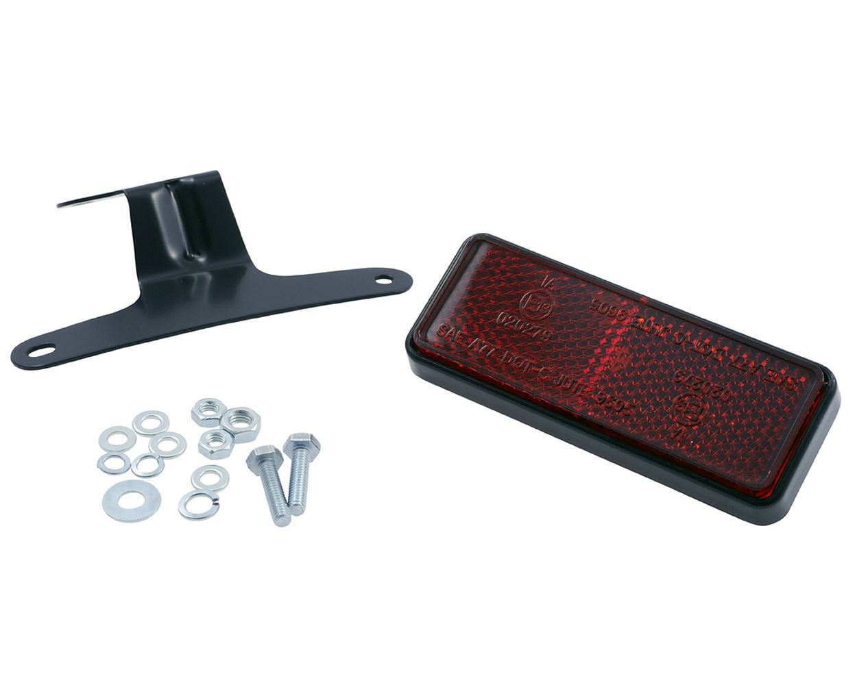 Reflektor 85x30 mm rot rechteckig mit Universalhalter Motorrad