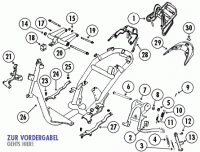  QM50QT-6A 4T AC Rahmen und Ständer für Rex RS450, RS500, QM50QT-6A / 6AA