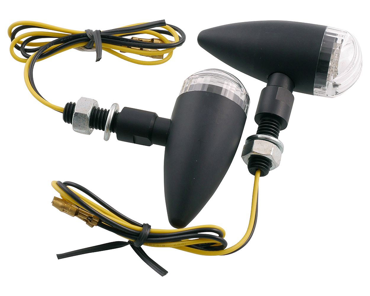 Blinker Paar VANEZ Space LED Aluminium schwarz matt / klar universal E-Nummer, Motorrad, Mokick, Scooter, Roller, Mofa, Moped, Quad, ATV
