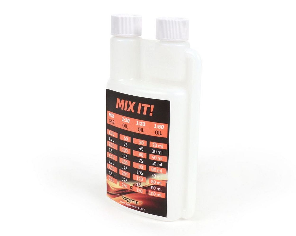 Ölmessbecher BGM 250 ml mit Dosierkammer 10 ml und zwei Verschlüssen
