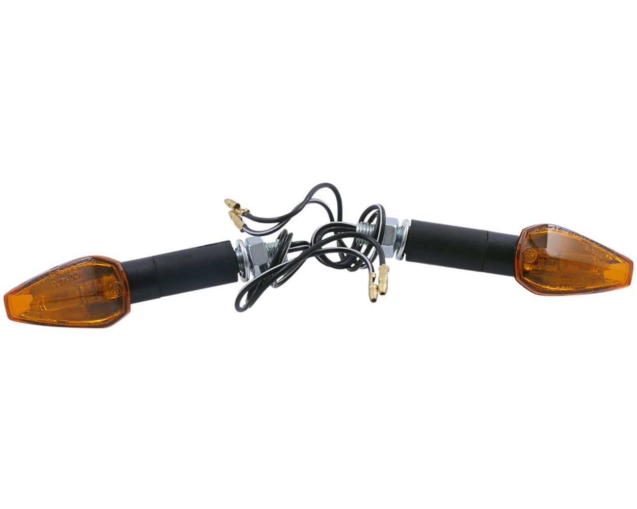 Blinker PEAK Paar Motorrad, schwarz, Glas gelb, langer Stiel, 21 W Halogen