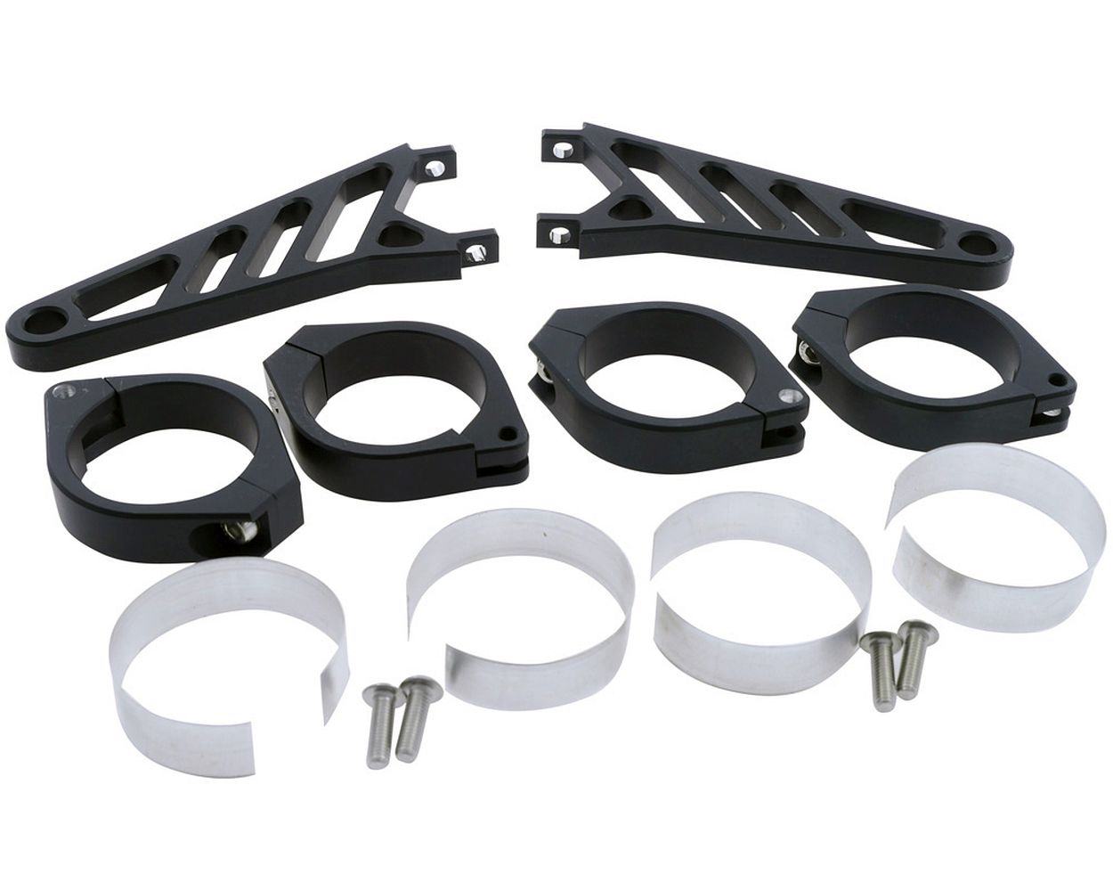 Lampenhalter Motorrad Highsider lang CNC Alu Set für 42-43 mm Gabel, schwarz