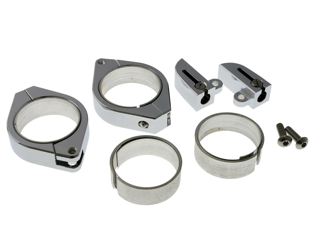 Blinkerhalter CNC Alu Highsider Motorrad Set Chrom für M8 Gewinde. 38-41 mm