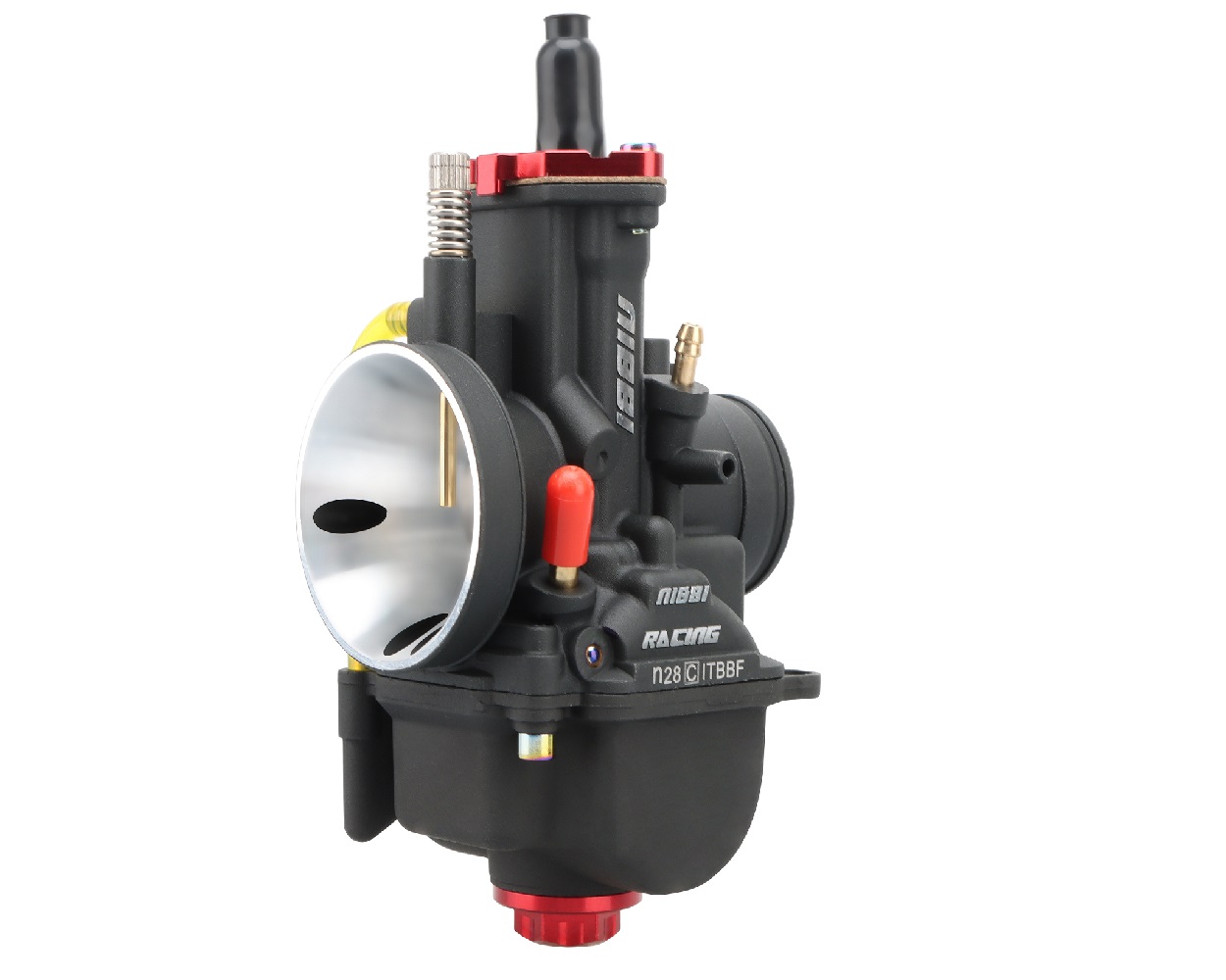 Vergaser NIBBI RACING PWK 28 mm YJ Pro Black Line mit Powerjet für Roller, Maxiroller 2-Takt, Schaltmoped, Mofa, Quad