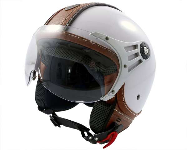 Casque jet WACHMANN WA-70 Memoria blanc brillant, marron