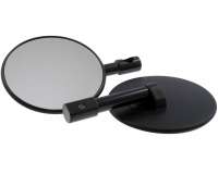 Spiegel Set SHINYO Superbike, für Lenkerenden, schwarz rund, universal, Satz, Kit, Paar, ABE, Motorrad rechts links