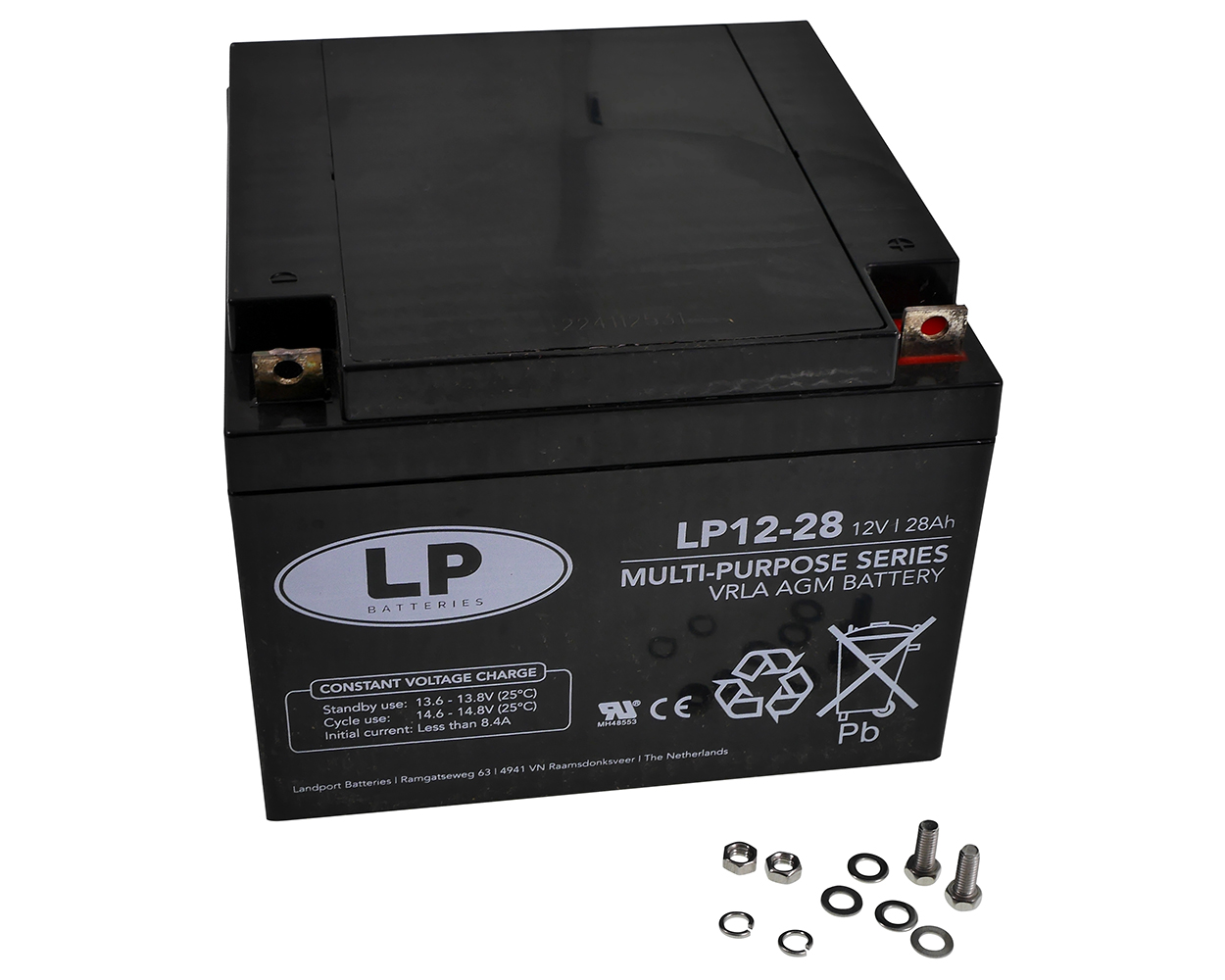 Batterie LANDPORT NSA LP12-28 T3 166x175x125 mm 12 V 28 Ah kompatibel für Sicherheitssysteme, Alarmanlage, Rollladen Antrieb, Rollo Antrieb