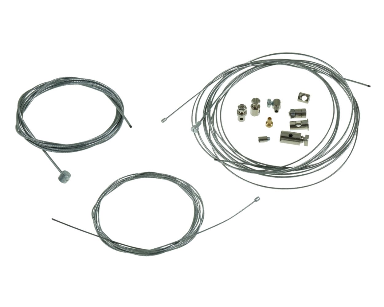 Bowdenzug / Gaszug / Kupplungszug / Seilzug Set mit Nippel (4x Zug + 9x Nippel) kompatibel für Roller, Vespa, Moped, Motorrad, Quad