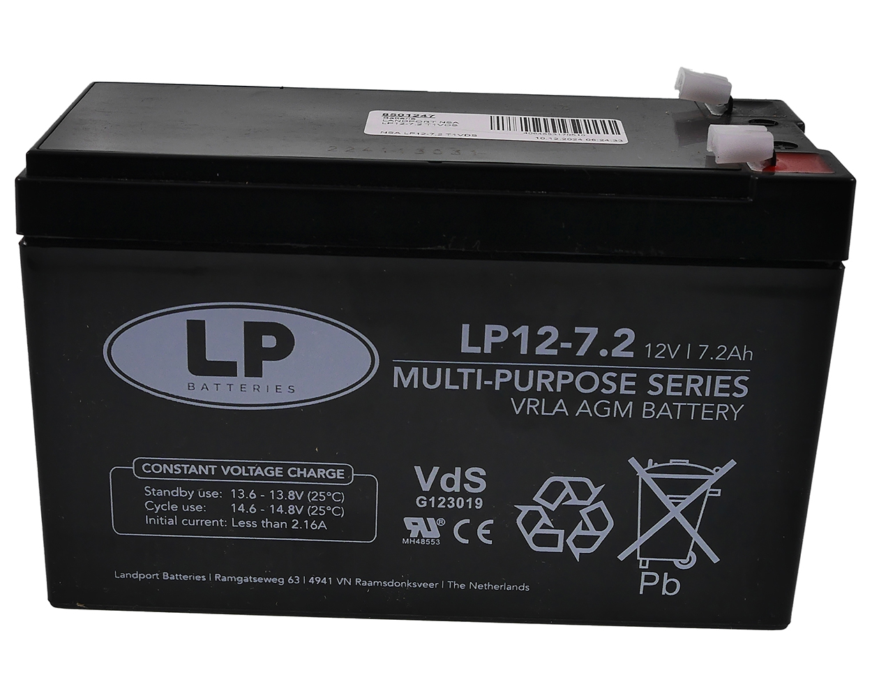 Batterie LANDPORT NSA LP12-7,2 T1 VDS 12 V 7,2 Ah 152x65x95 mm VRLA AGM Standby Akku Rollladen Antrieb, Rollo, USV, Elektroroller, Sicherheitssysteme
