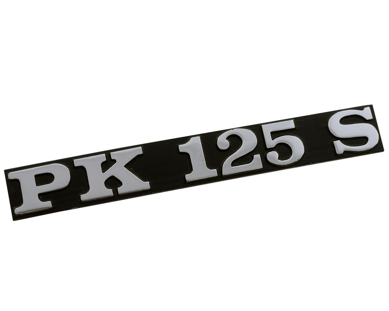 Schriftzug Emblem für Seitenhaube PK125 S schwarz/alu 132x17 mm, 2 Pin