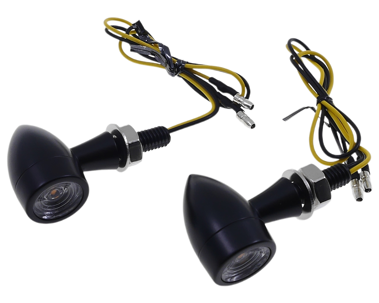 Blinker VANEZ Snail Eyes, schwarz Metall, Klarglas, LED kompatibel für Motorrad, Roller, Scooter, Schaltmoped, Maxi, Quad, ATV