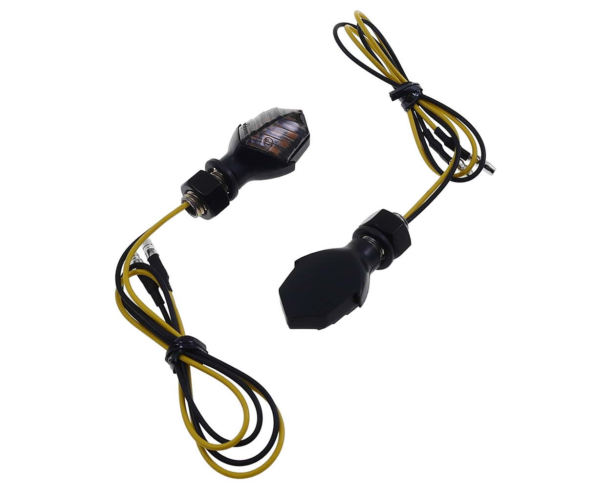 Blinker VANEZ Mid Diamond, schwarz, Rauchglas, LED, kompatibel für Motorrad, Roller, Scooter, Maxi, Schaltmoped, Mokick