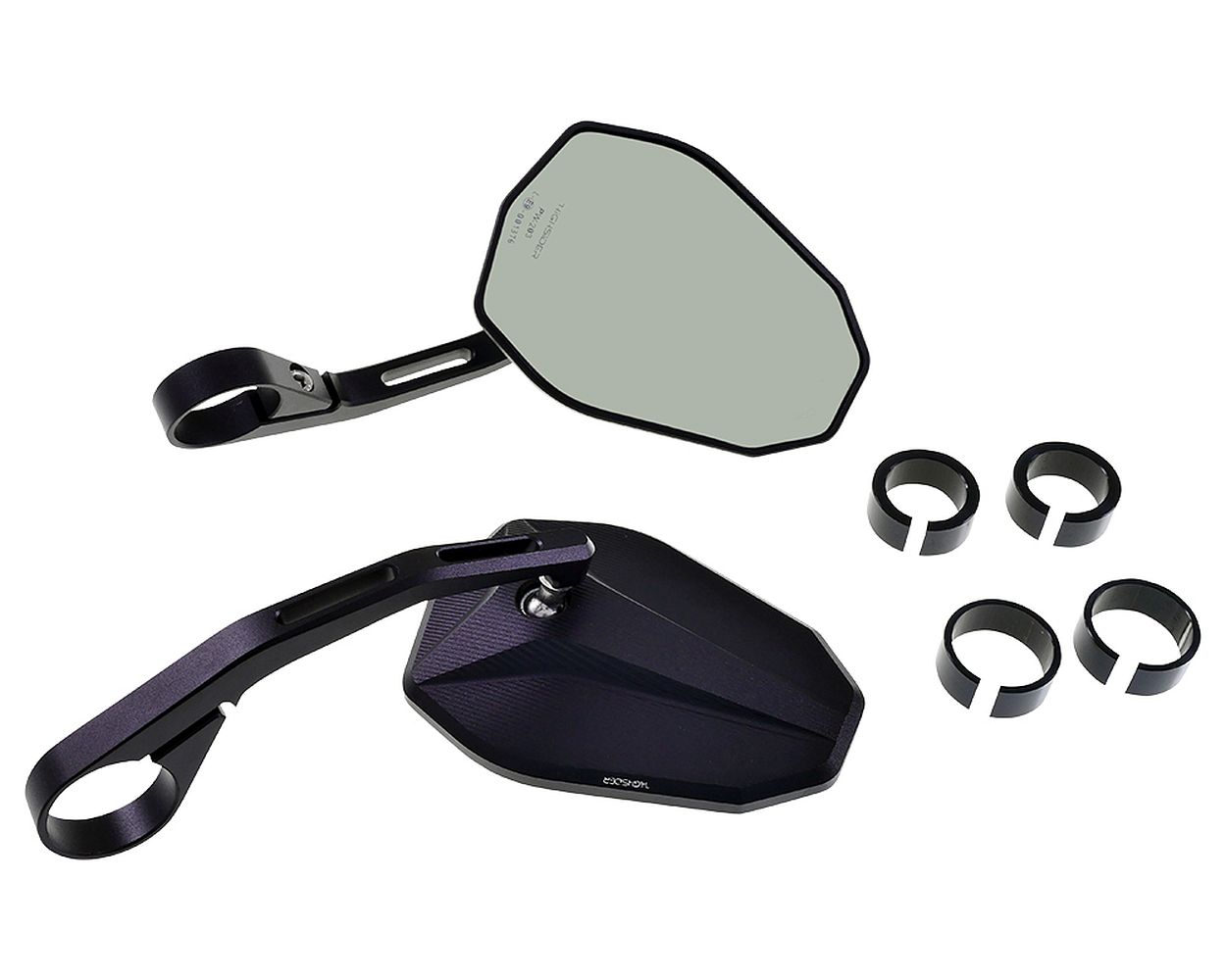 Lenkerendenspiegel Set HIGHSIDER Victory-X schwarz, 2 Stück, mit ABE für Roller, Motorrad, Schaltmoped, Quad