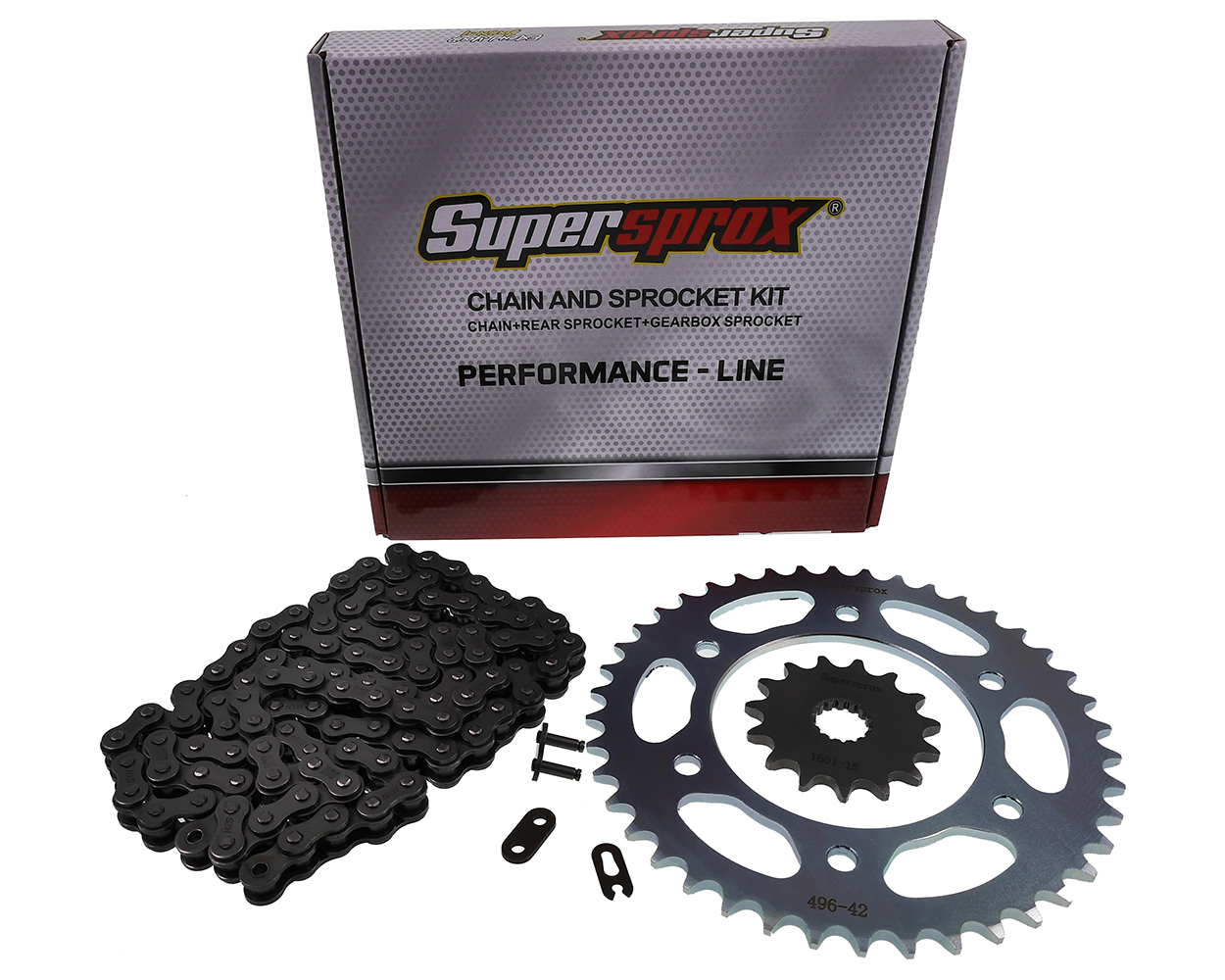 Kettensatz Performance KIT Stahl SUPERSPROX 520 Teilung, 15 / 42 Zähne kompatibel für Royal Enfield Meteor 350 (21-23) Ersatz Moped Motorrad Kettensat