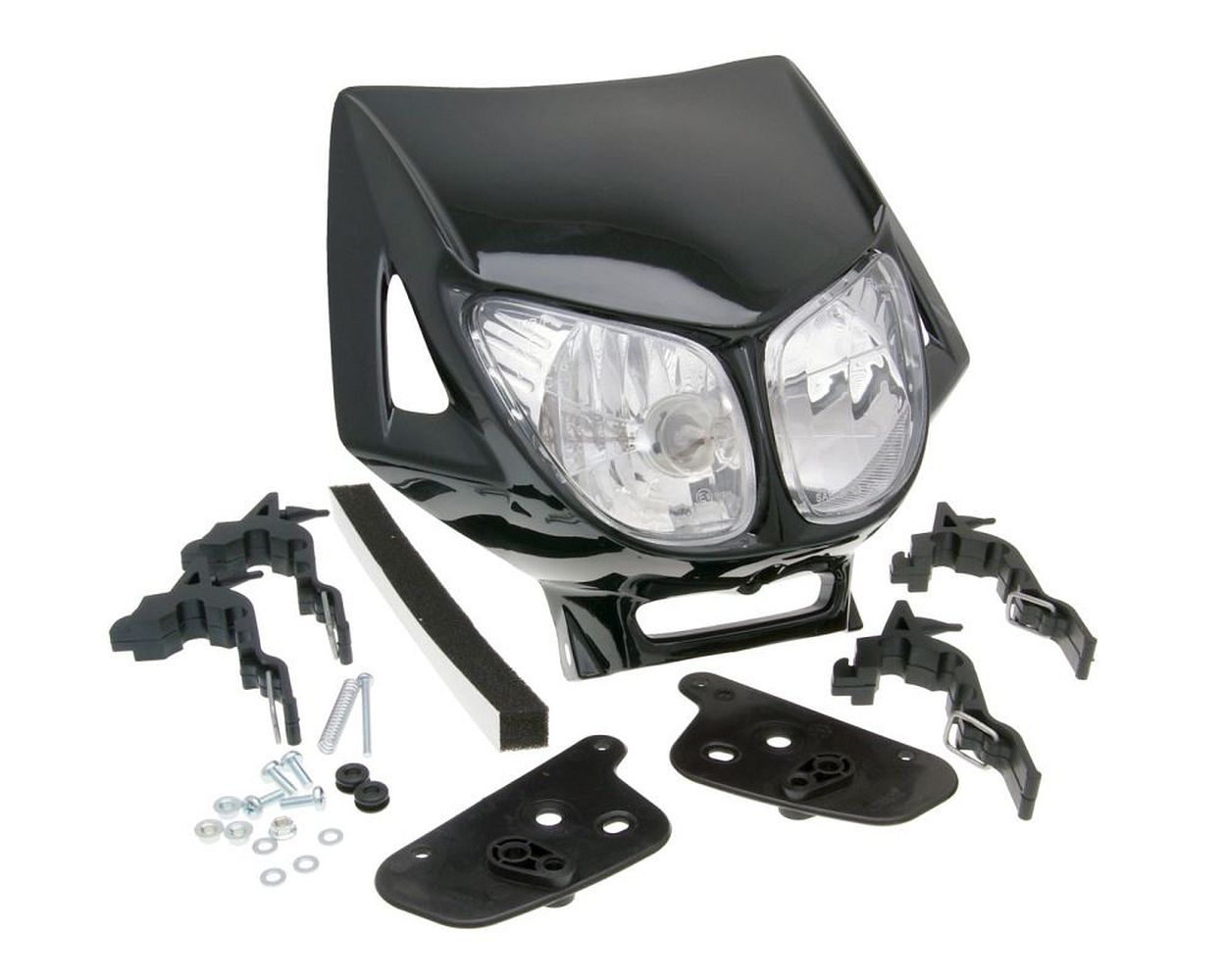 Scheinwerfermaske Enduro Doppeloptik schwarz