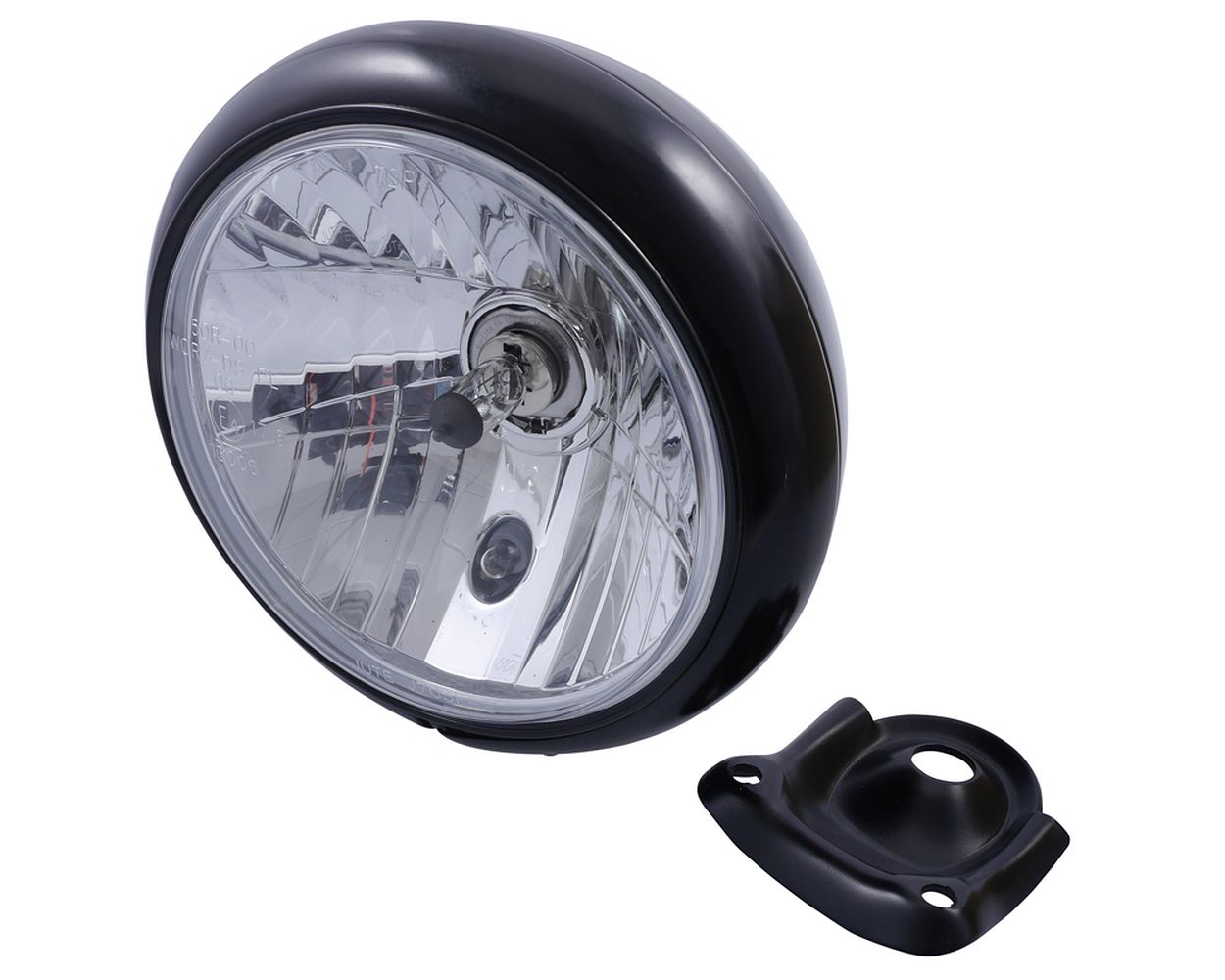 Scheinwerfer Motorrad 7 Zoll HD-STYLE, klares Glas, matt schwarz, rund