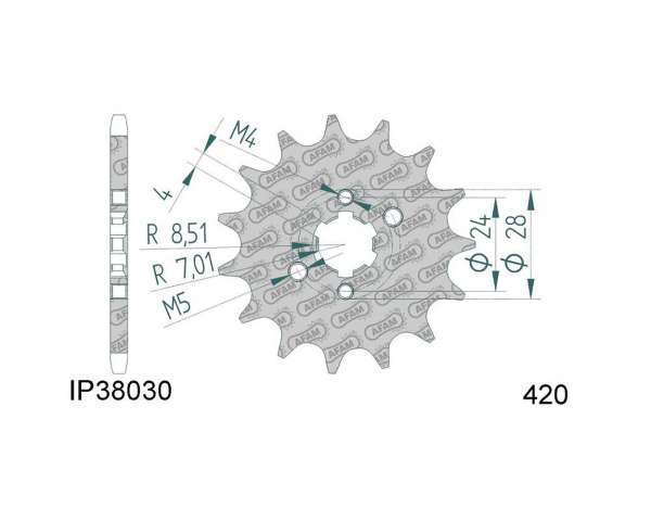 Kettenritzel 420 für Derbi D50B0, EBE, EBS