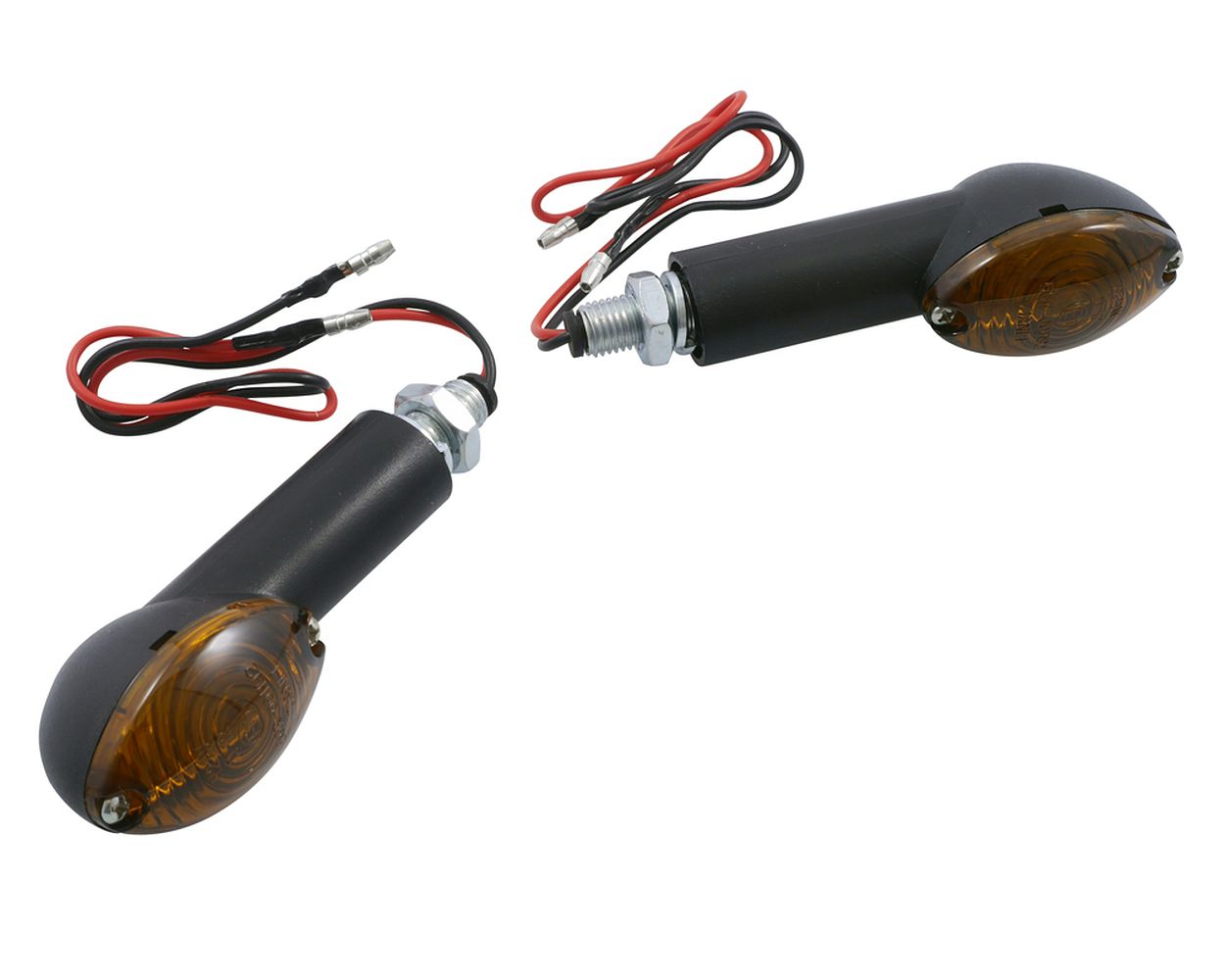 Blinker Mini Motorrad, Cateye, langer Stiel, schwarz, Glas getönt, Paar, Quad