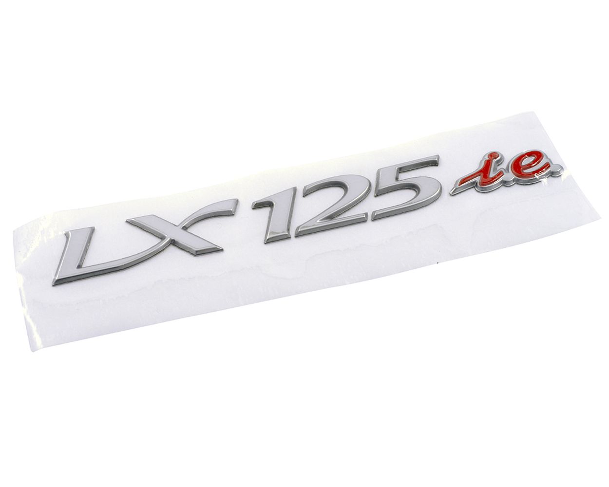 Schriftzug Aufkleber Sticker für Seitenhaube LX 125 i. e. chrom/rot 127x16 mm