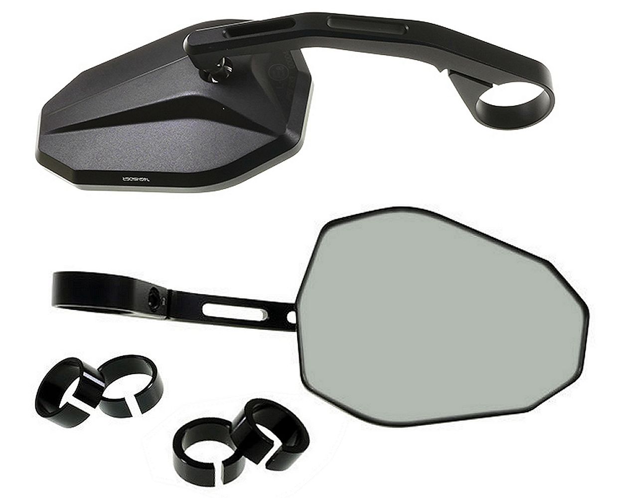 Lenkerendenspiegel Set HIGHSIDER 2x Victory Blast schwarz rechts / links mit ABE kompatibel für Roller, Motorrad, Schaltmoped, Quad, Vespa