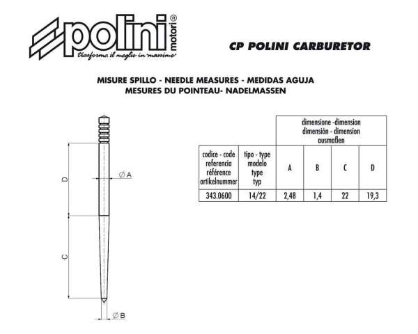 Vergasernadel POLINI für CP Vergaser