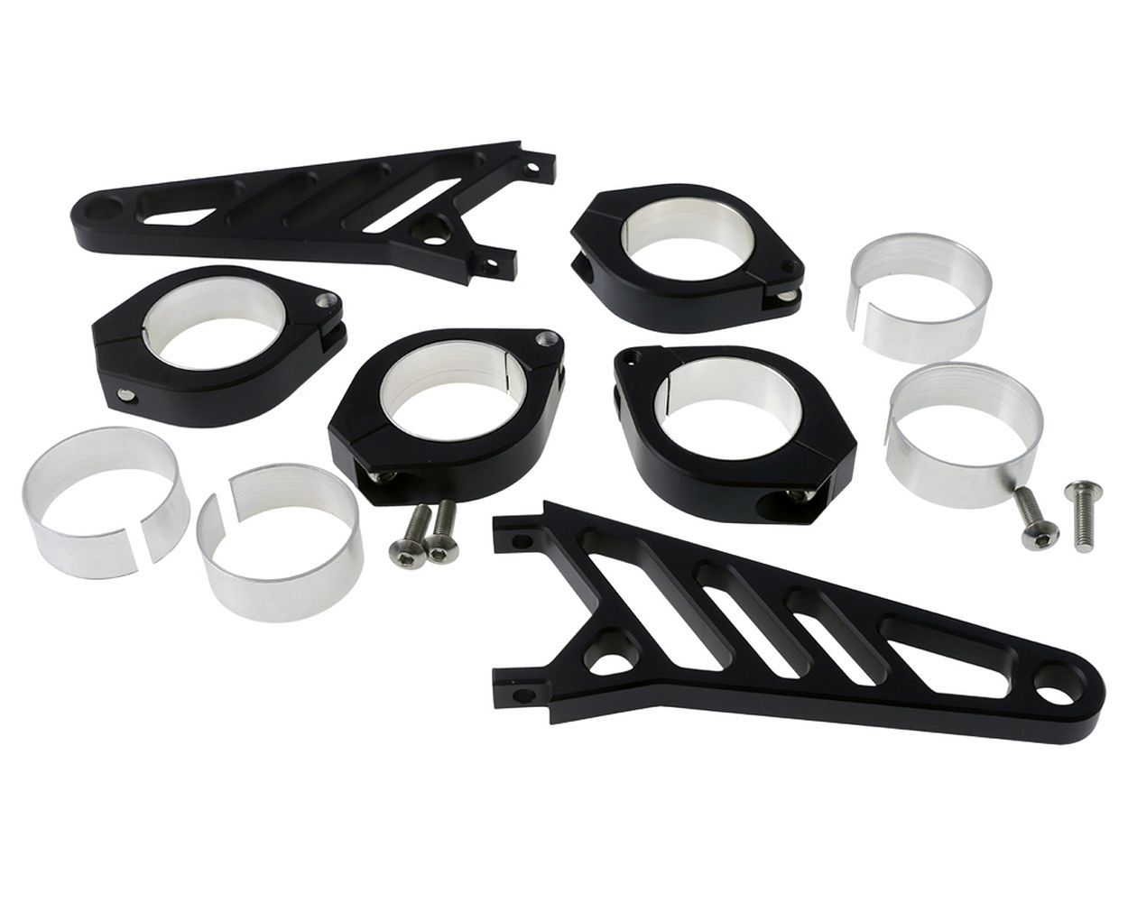 Lampenhalter Motorrad Highsider lang CNC Alu Set für 35-37 mm Gabel, schwarz