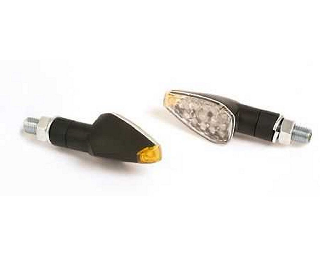 Blinker Paar LED Motorrad PEAK, schwarz, transparent, kurzer Stiel, M10,46x27x27 mm