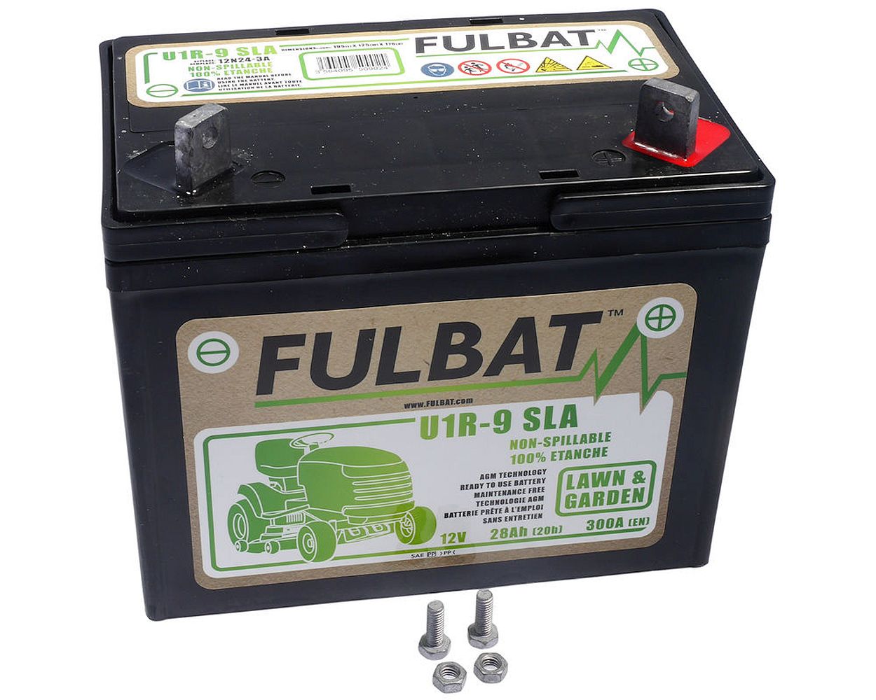 Starterbatterie FULBAT U1R-9 SLA 12 V / 28 Ah wartungsfrei Rasenmäher, Aufsitzmäher, Rasentraktor