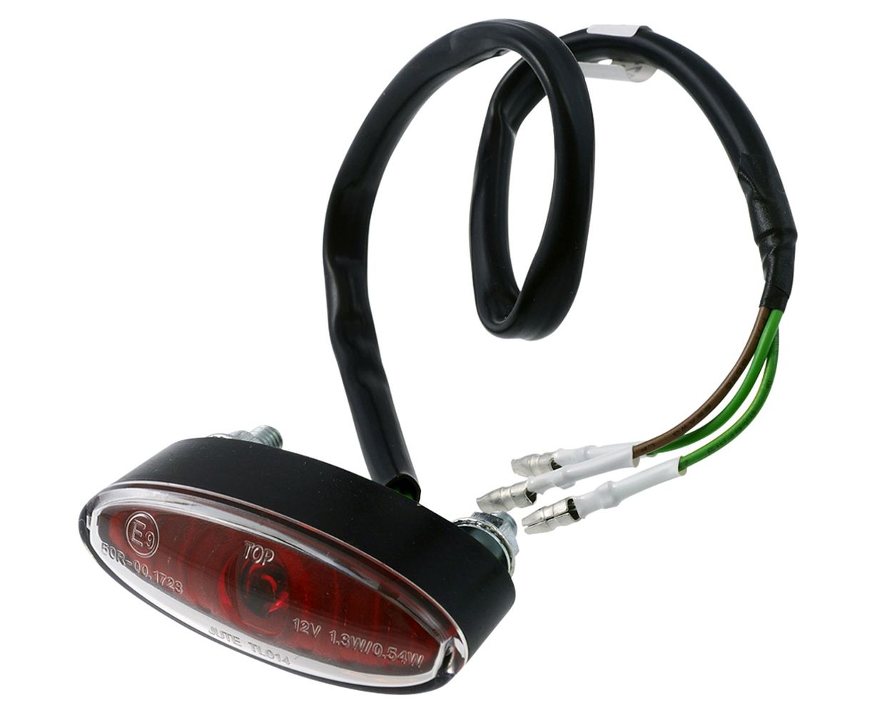 Rücklicht Power LED MINI OVAL, rotes Glas, Motorrad, Roller, Quad, universal
