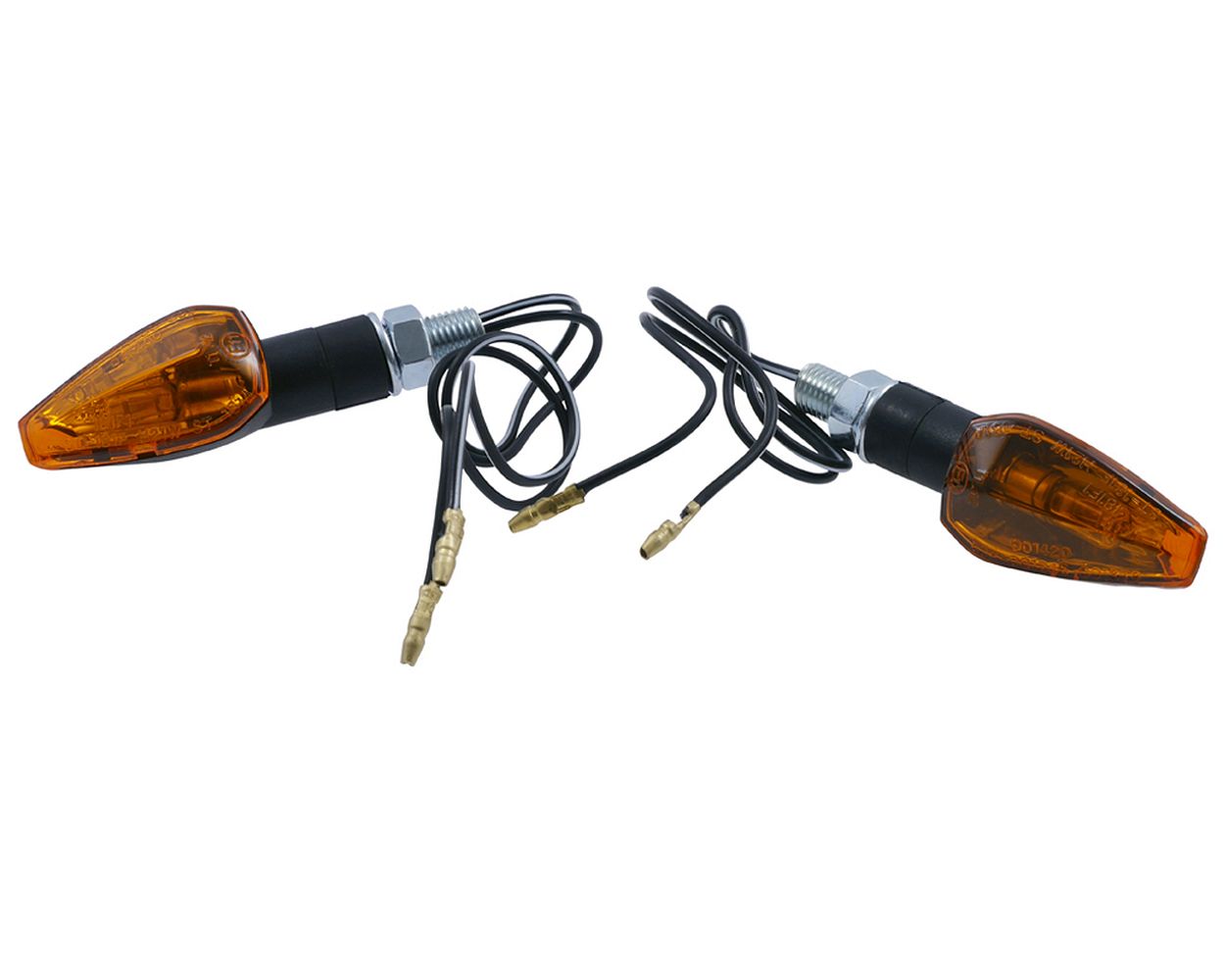 Blinker PEAK Paar Motorrad, schwarz, Glas gelb, kurzer Stiel, 21 W Halogen