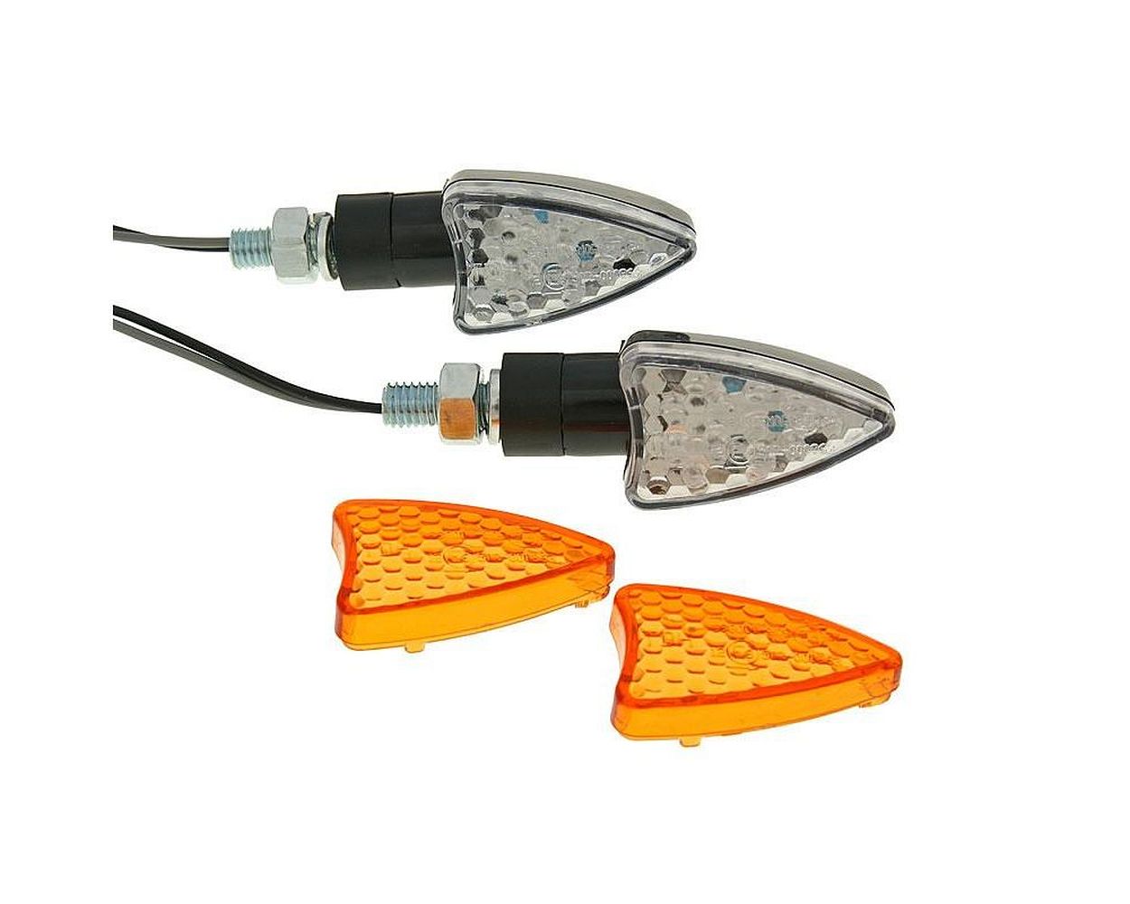 Blinker Set M8 LED schwarz Boost I / Gläser mit Wabenmuster